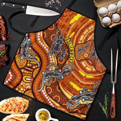 Australia Fathers Day Apron Aboriginal Dot Art - Kangaroo And Lizard