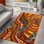 Australia Fathers Day Area Rug Aboriginal Dot Art - Kangaroo And Lizard