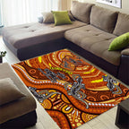 Australia Fathers Day Area Rug Aboriginal Dot Art - Kangaroo And Lizard