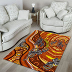 Australia Fathers Day Area Rug Aboriginal Dot Art - Kangaroo And Lizard