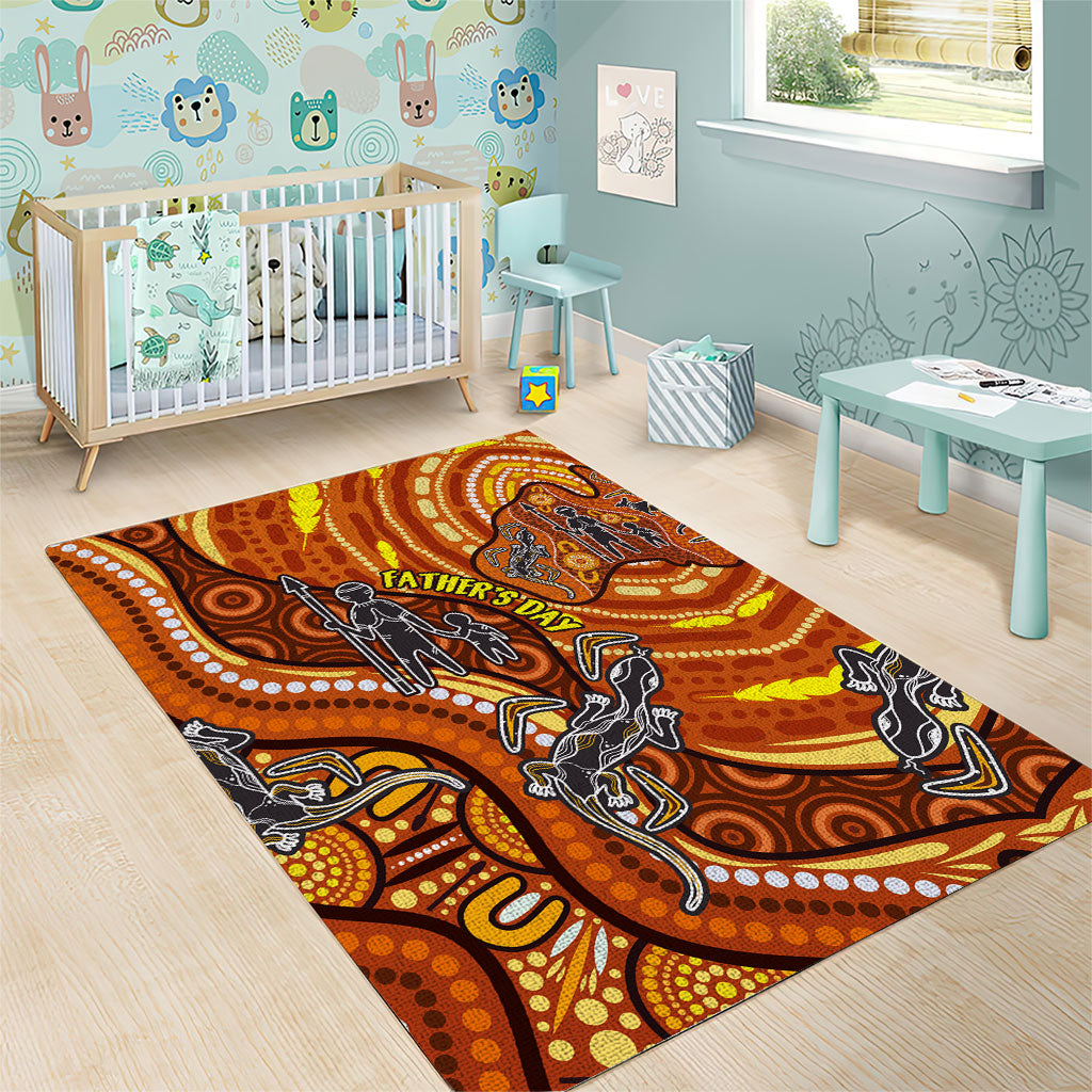 Australia Fathers Day Area Rug Aboriginal Dot Art - Kangaroo And Lizard