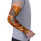 Australia Fathers Day Arm Sleeves Aboriginal Dot Art - Kangaroo And Lizard