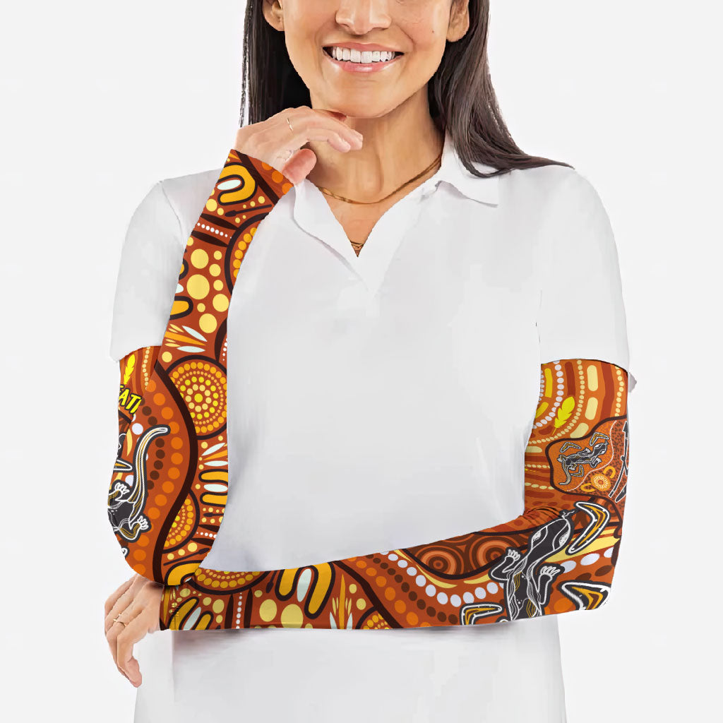 Australia Fathers Day Arm Sleeves Aboriginal Dot Art - Kangaroo And Lizard