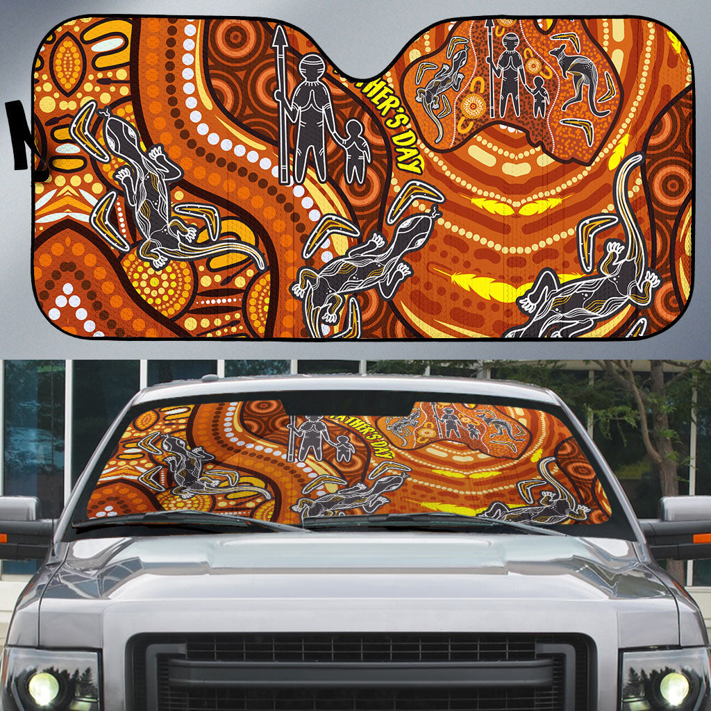 Australia Fathers Day Auto Sun Shade Aboriginal Dot Art - Kangaroo And Lizard