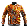 Australia Fathers Day Baseball Jacket Aboriginal Dot Art - Kangaroo And Lizard