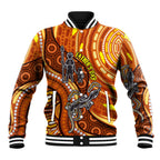 Australia Fathers Day Baseball Jacket Aboriginal Dot Art - Kangaroo And Lizard