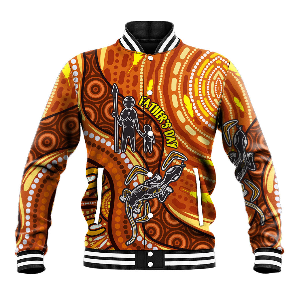 Australia Fathers Day Baseball Jacket Aboriginal Dot Art - Kangaroo And Lizard