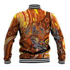 Australia Fathers Day Baseball Jacket Aboriginal Dot Art - Kangaroo And Lizard