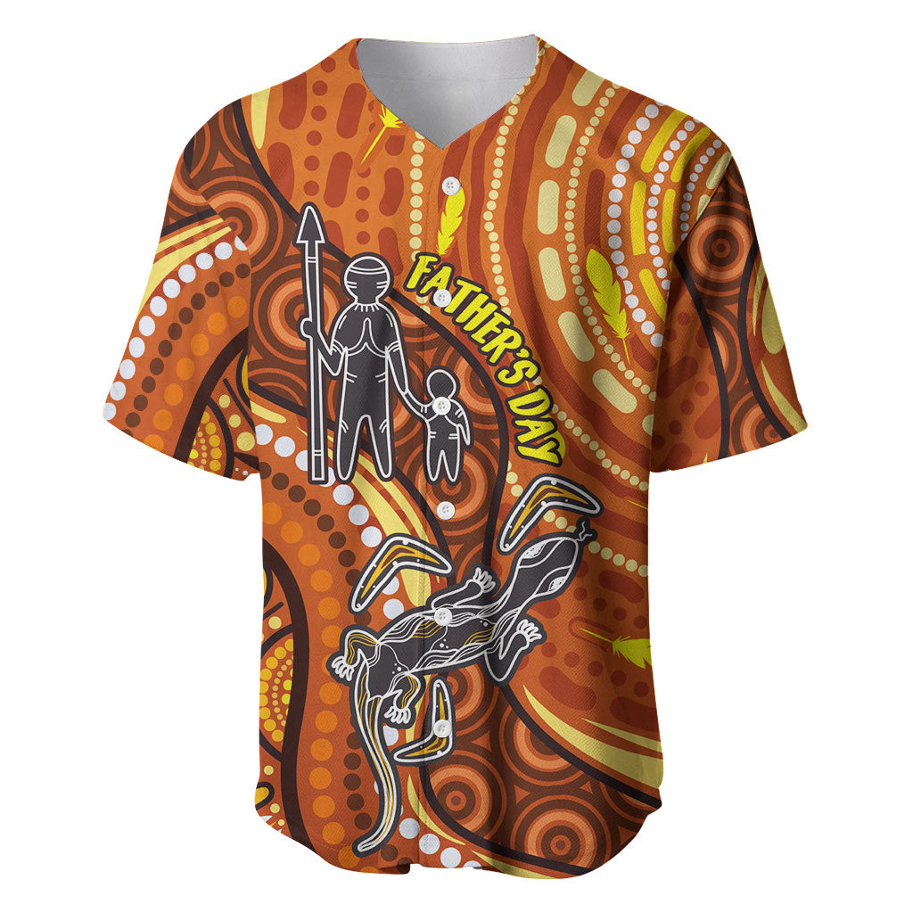 Australia Fathers Day Baseball Jersey Aboriginal Dot Art - Kangaroo And Lizard