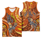 Australia Fathers Day Basketball Jersey Aboriginal Dot Art - Kangaroo And Lizard