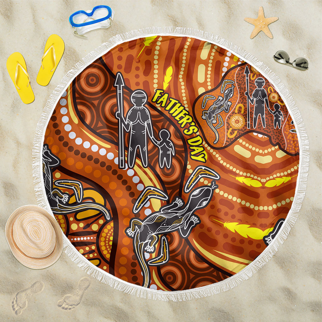 Australia Fathers Day Beach Blanket Aboriginal Dot Art - Kangaroo And Lizard