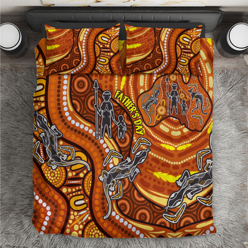 Australia Fathers Day Bedding Set Aboriginal Dot Art - Kangaroo And Lizard