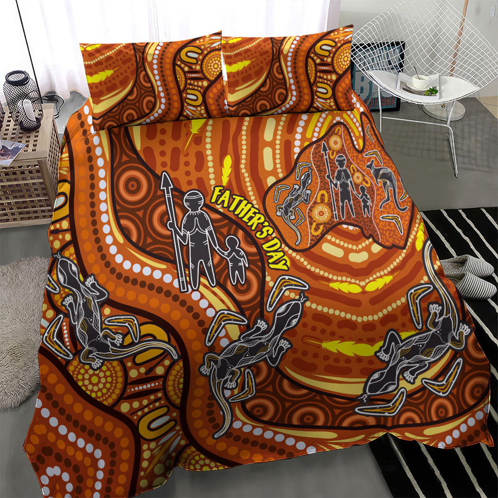 Australia Fathers Day Bedding Set Aboriginal Dot Art - Kangaroo And Lizard