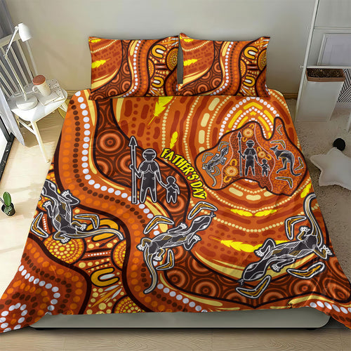 Australia Fathers Day Bedding Set Aboriginal Dot Art - Kangaroo And Lizard