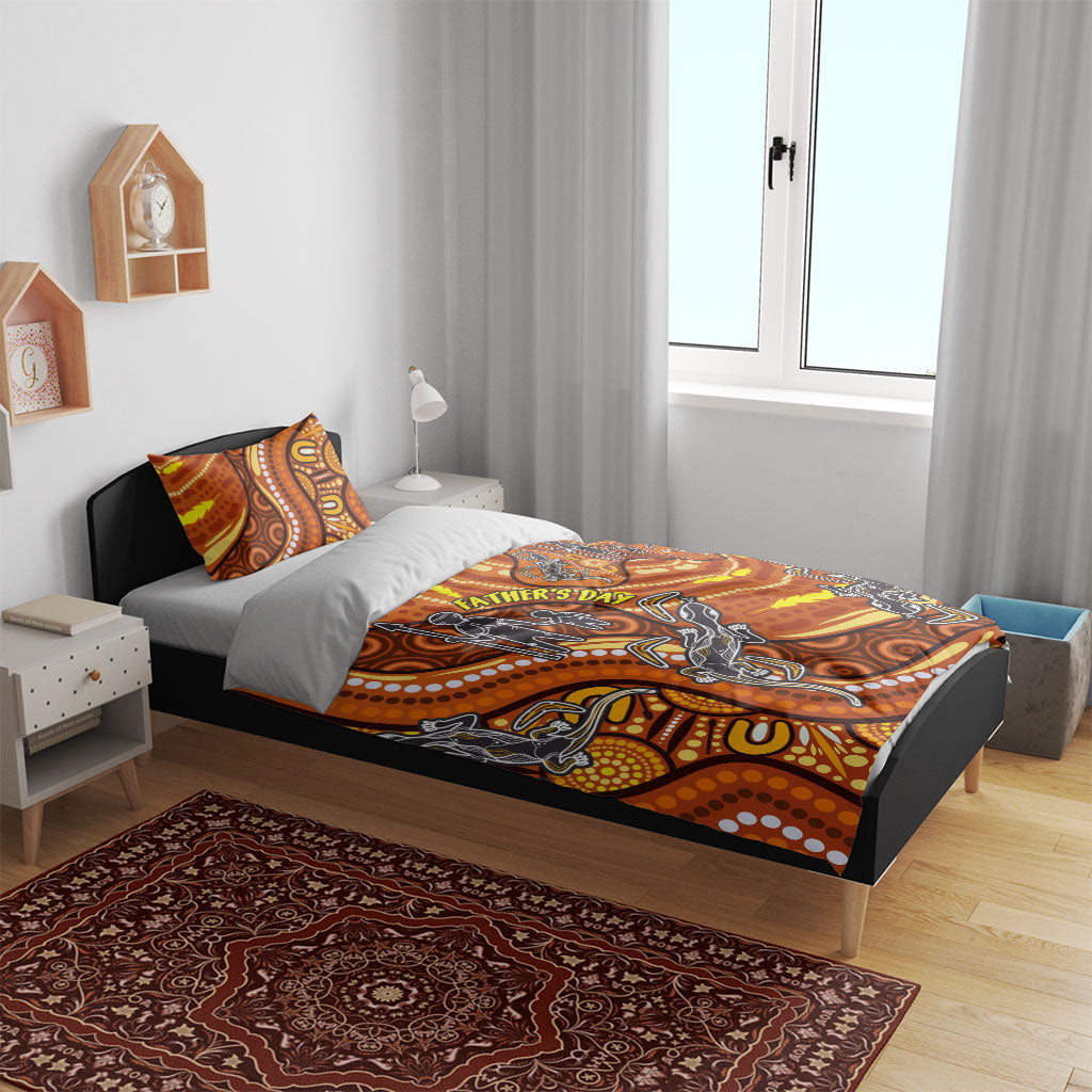 Australia Fathers Day Bedding Set Aboriginal Dot Art - Kangaroo And Lizard