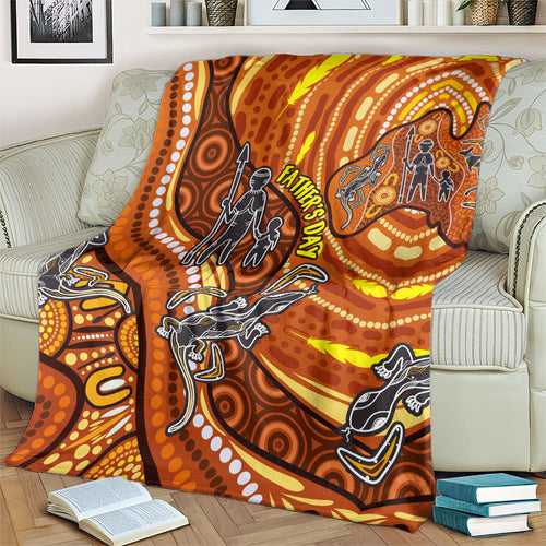 Australia Fathers Day Blanket Aboriginal Dot Art - Kangaroo And Lizard