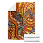 Australia Fathers Day Blanket Aboriginal Dot Art - Kangaroo And Lizard