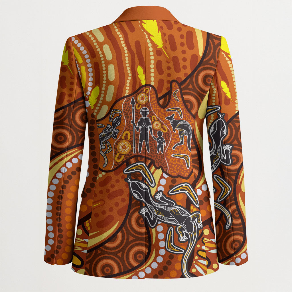 Australia Fathers Day Blazer Aboriginal Dot Art - Kangaroo And Lizard