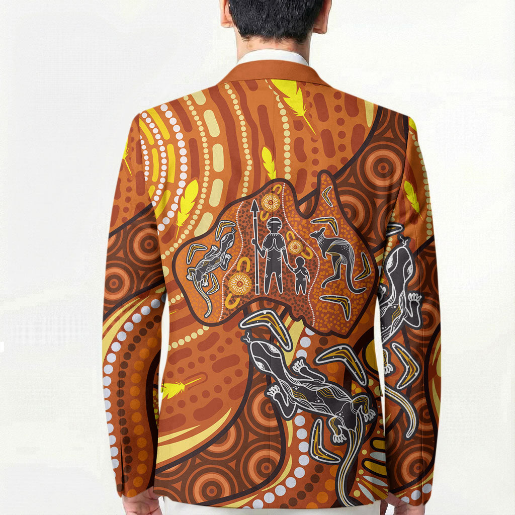 Australia Fathers Day Blazer Aboriginal Dot Art - Kangaroo And Lizard
