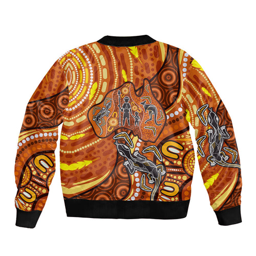 Australia Fathers Day Bomber Jacket Aboriginal Dot Art - Kangaroo And Lizard