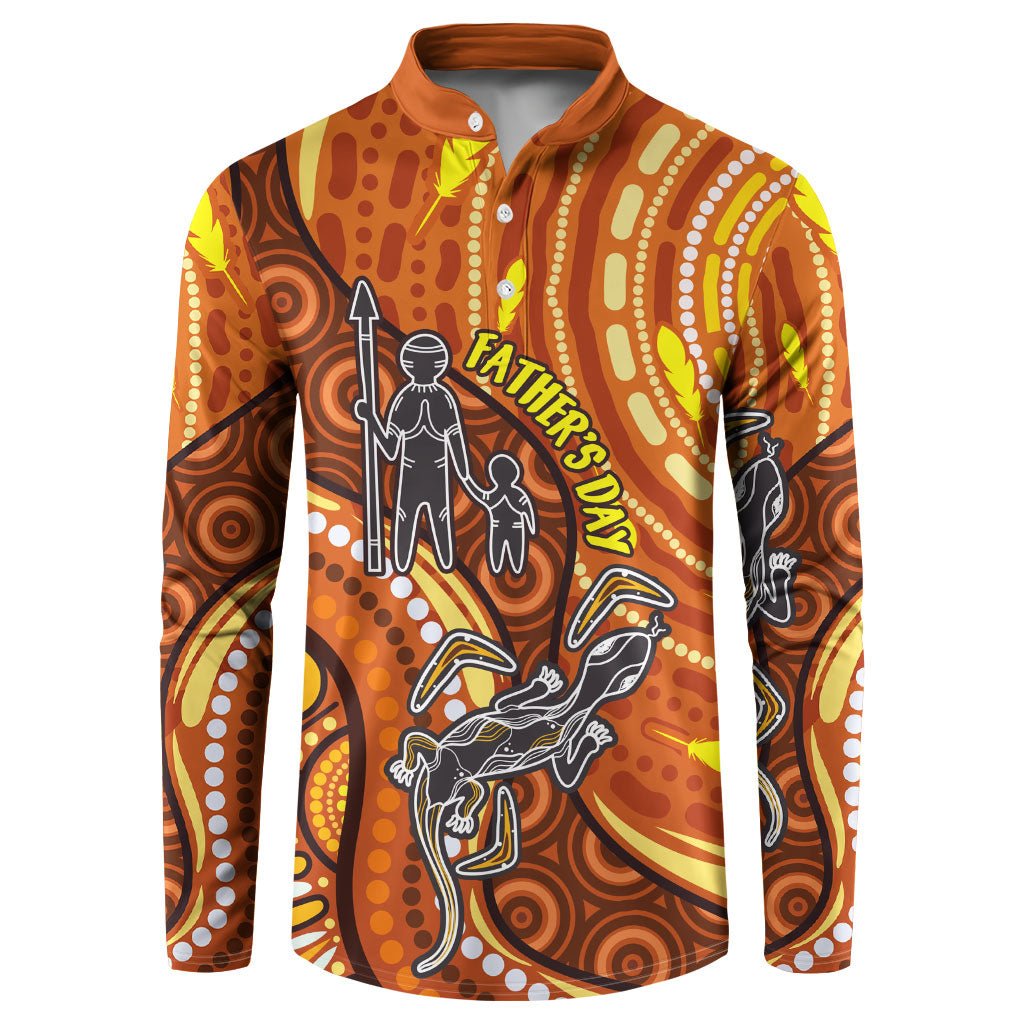 Australia Fathers Day Button Sweatshirt Aboriginal Dot Art - Kangaroo And Lizard