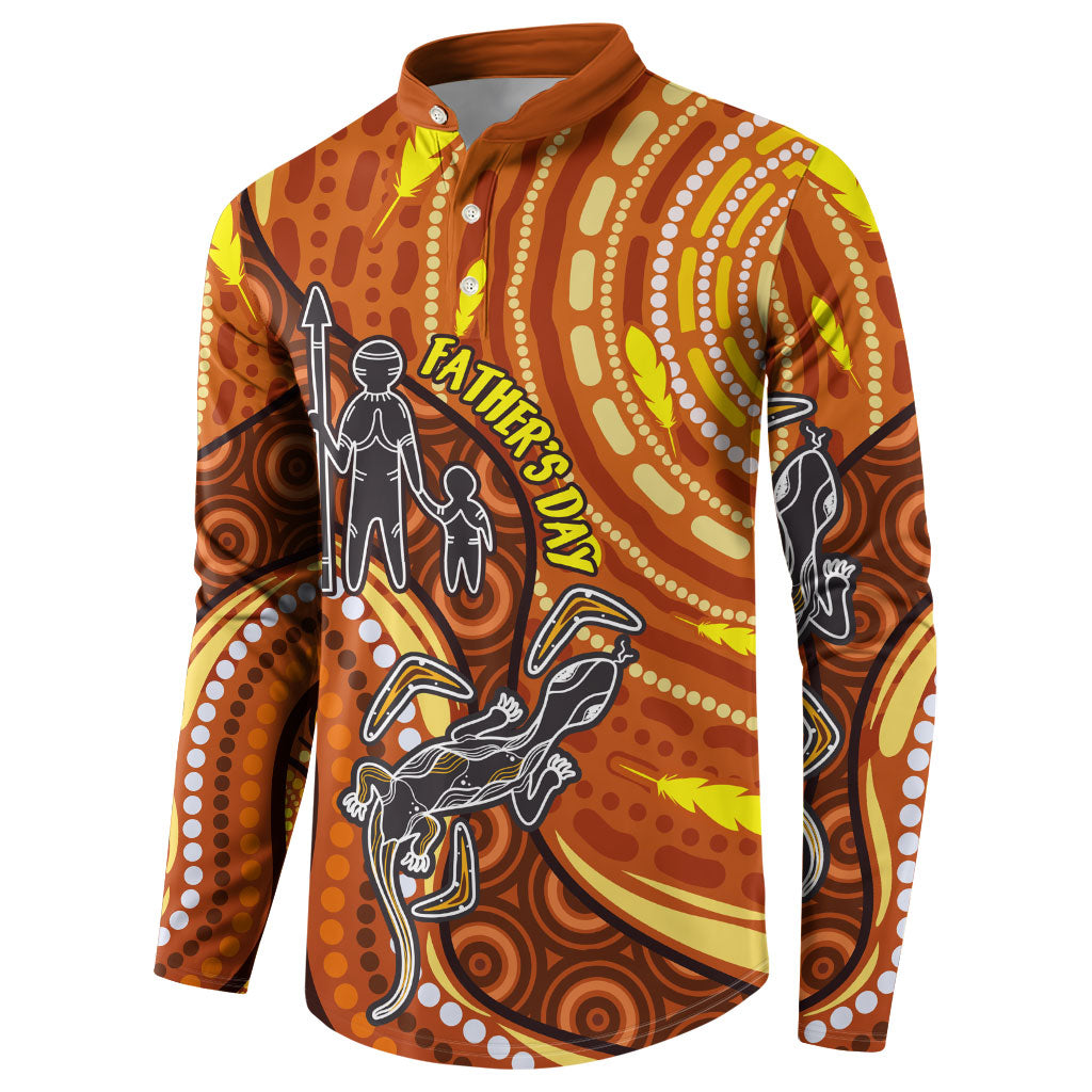 Australia Fathers Day Button Sweatshirt Aboriginal Dot Art - Kangaroo And Lizard