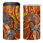 Australia Fathers Day 4 in 1 Can Cooler Tumbler Aboriginal Dot Art - Kangaroo And Lizard