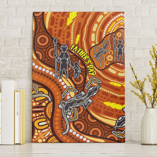 Australia Fathers Day Canvas Wall Art Aboriginal Dot Art - Kangaroo And Lizard