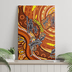 Australia Fathers Day Canvas Wall Art Aboriginal Dot Art - Kangaroo And Lizard