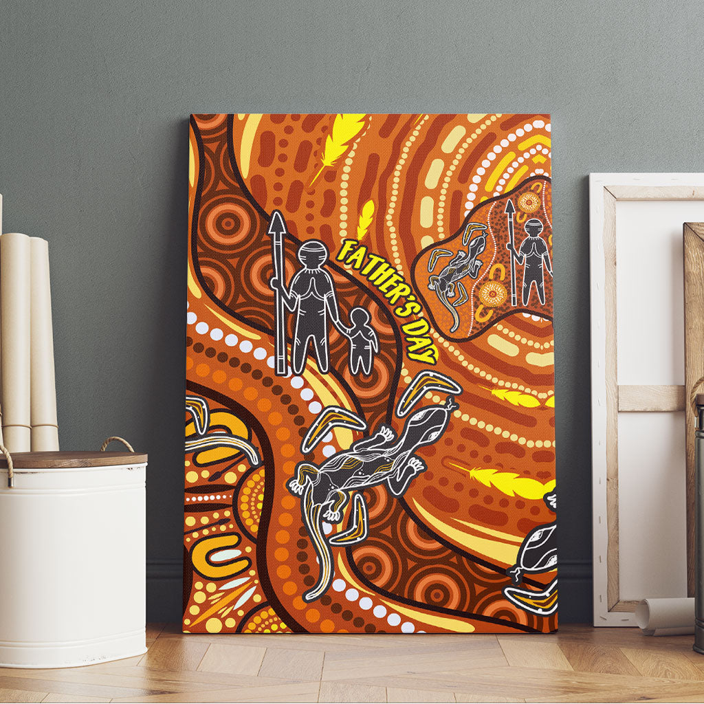 Australia Fathers Day Canvas Wall Art Aboriginal Dot Art - Kangaroo And Lizard