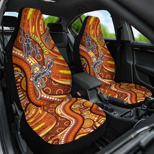 Australia Fathers Day Car Seat Cover Aboriginal Dot Art - Kangaroo And Lizard