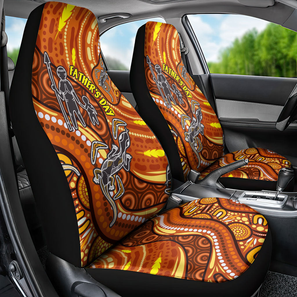 Australia Fathers Day Car Seat Cover Aboriginal Dot Art - Kangaroo And Lizard