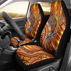 Australia Fathers Day Car Seat Cover Aboriginal Dot Art - Kangaroo And Lizard