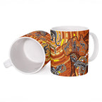 Australia Fathers Day Ceramic Mug Aboriginal Dot Art - Kangaroo And Lizard