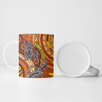 Australia Fathers Day Ceramic Mug Aboriginal Dot Art - Kangaroo And Lizard