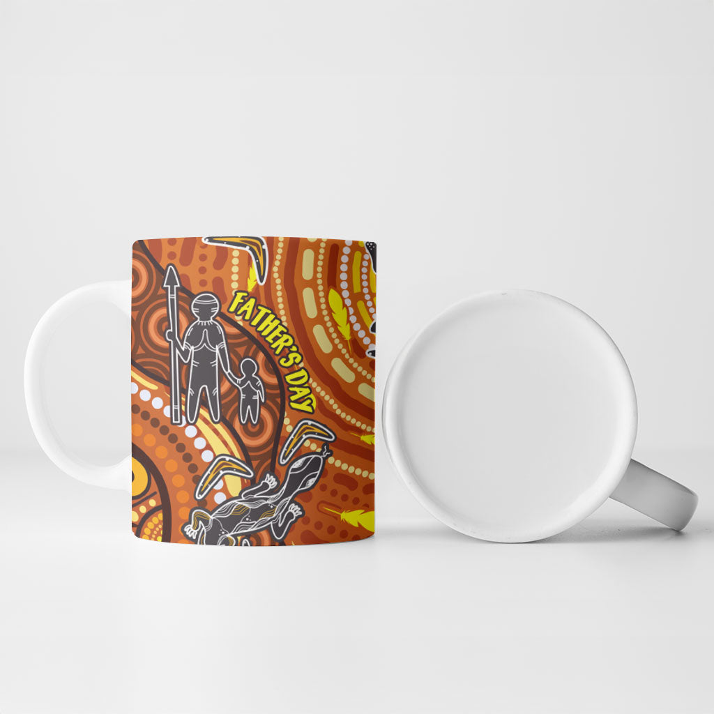Australia Fathers Day Ceramic Mug Aboriginal Dot Art - Kangaroo And Lizard