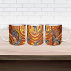 Australia Fathers Day Ceramic Mug Aboriginal Dot Art - Kangaroo And Lizard