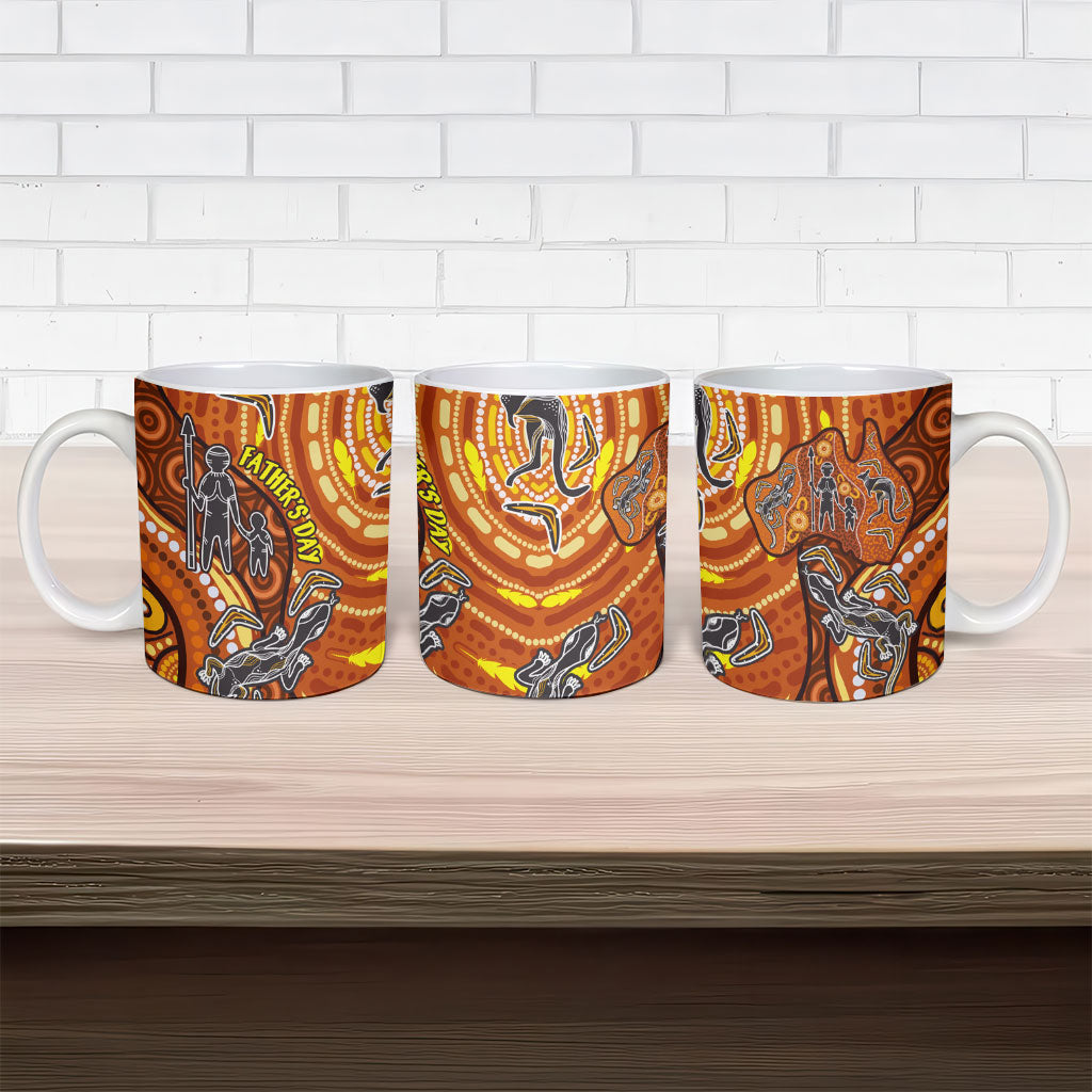 Australia Fathers Day Ceramic Mug Aboriginal Dot Art - Kangaroo And Lizard