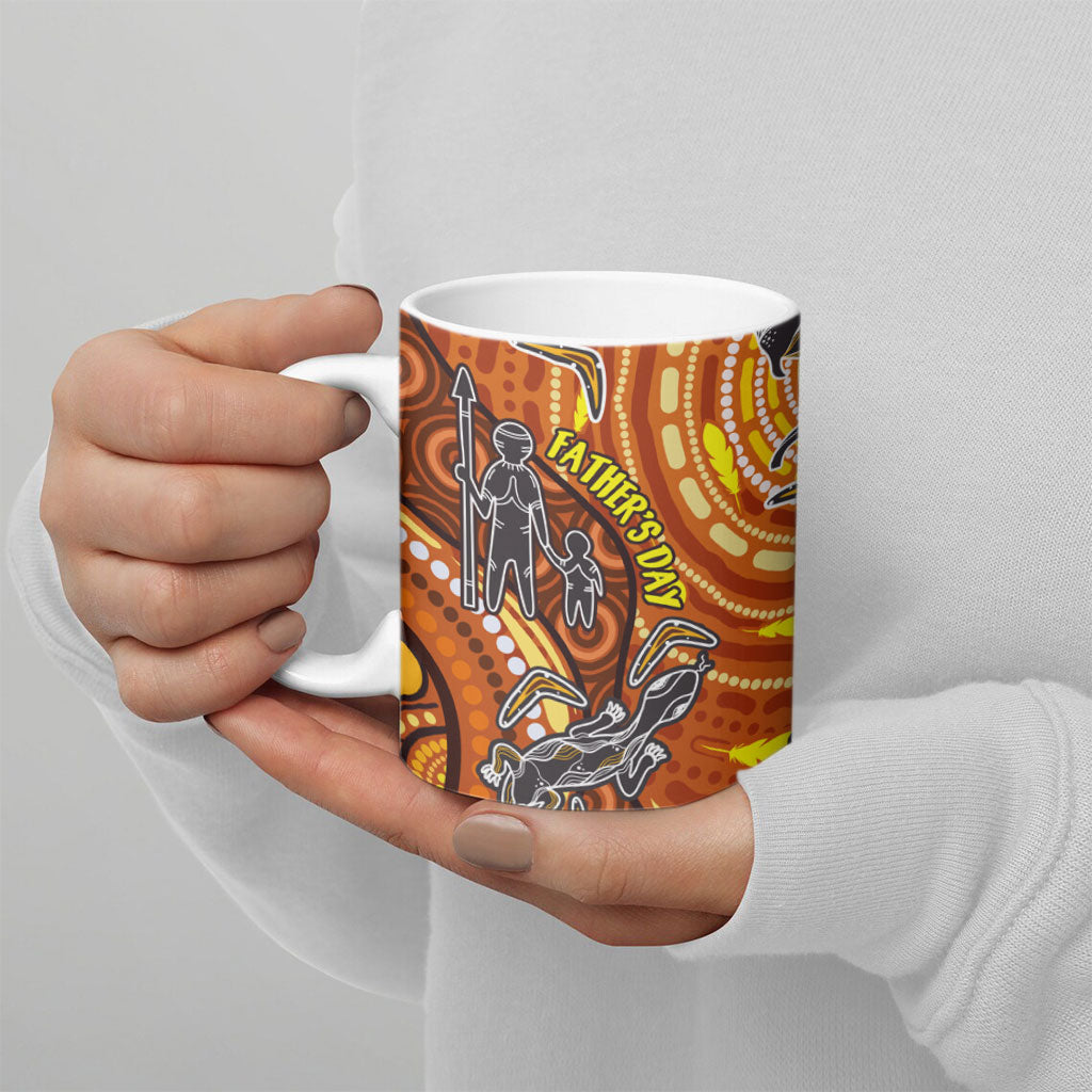 Australia Fathers Day Ceramic Mug Aboriginal Dot Art - Kangaroo And Lizard
