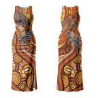 Australia Fathers Day Couples Matching Tank Maxi Dress and Hawaiian Shirt Aboriginal Dot Art - Kangaroo And Lizard