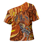 Australia Fathers Day Cross Shoulder Shirt Aboriginal Dot Art - Kangaroo And Lizard