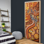 Australia Fathers Day Door Cover Aboriginal Dot Art - Kangaroo And Lizard
