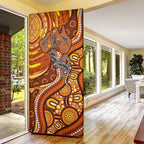 Australia Fathers Day Door Cover Aboriginal Dot Art - Kangaroo And Lizard