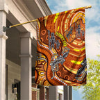 Australia Fathers Day Garden Flag Aboriginal Dot Art - Kangaroo And Lizard