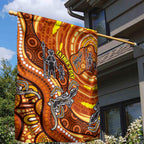 Australia Fathers Day Garden Flag Aboriginal Dot Art - Kangaroo And Lizard