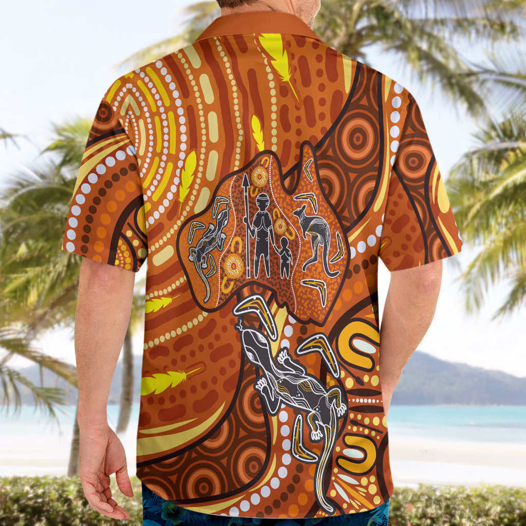 Australia Fathers Day Hawaiian Shirt Aboriginal Dot Art - Kangaroo And Lizard