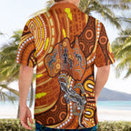 Australia Fathers Day Hawaiian Shirt Aboriginal Dot Art - Kangaroo And Lizard