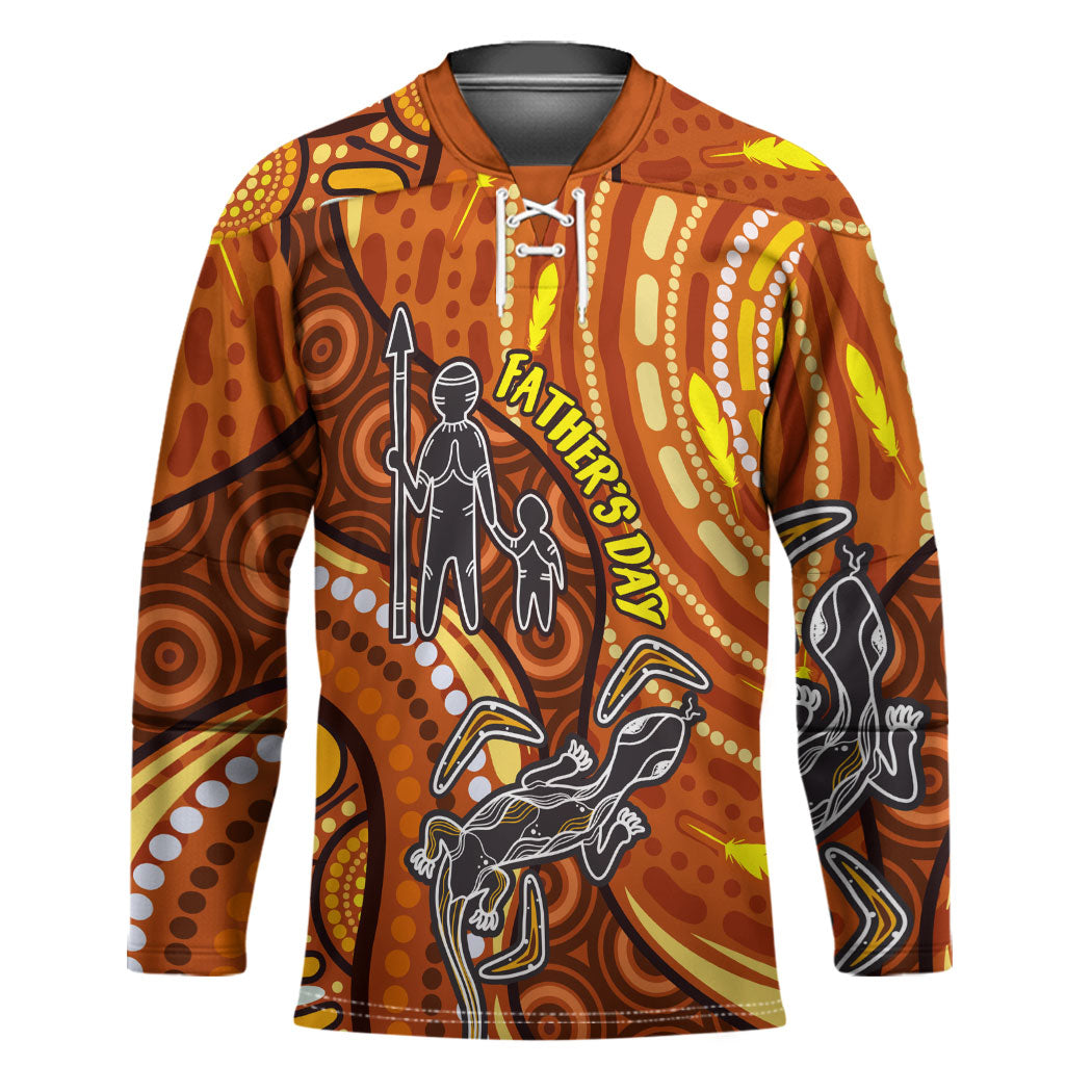 Australia Fathers Day Hockey Jersey Aboriginal Dot Art - Kangaroo And Lizard