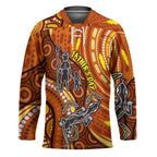 Australia Fathers Day Hockey Jersey Aboriginal Dot Art - Kangaroo And Lizard