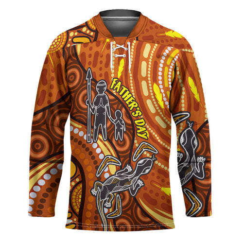 Australia Fathers Day Hockey Jersey Aboriginal Dot Art - Kangaroo And Lizard